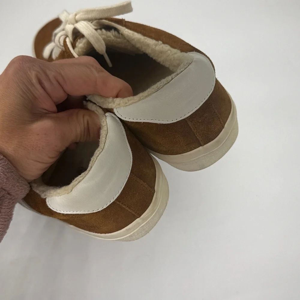 Madewell Sidewalk Low-Top Sneakers in Suede and Sherpa S-459 Sz 9.5